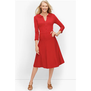 Talbots Ruffle Collar Sweater Midi Dress XL Red Holiday Christmas Timeless Party